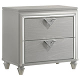 Veronica 2-drawer Nightstand Light Silver