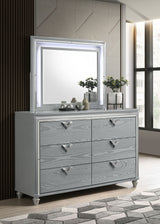 Veronica Light Silver 6-Drawer Dresser With Mirror