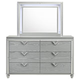 Veronica Light Silver 6-Drawer Dresser With Mirror