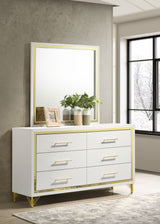 Lucia White 6-Drawer Dresser With Mirror