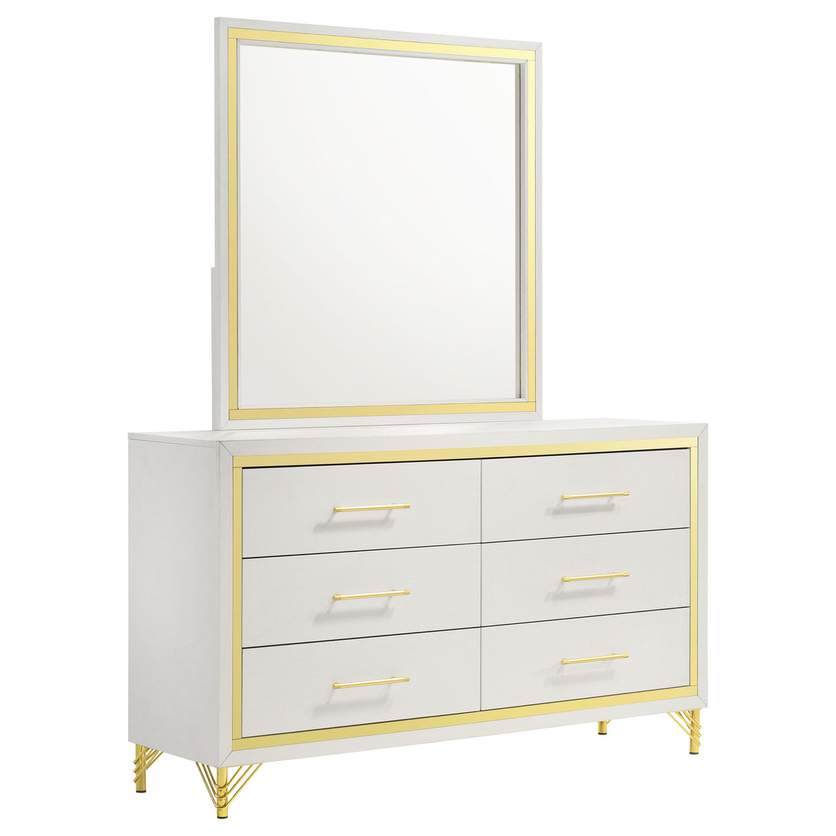 Lucia White 6-Drawer Dresser With Mirror