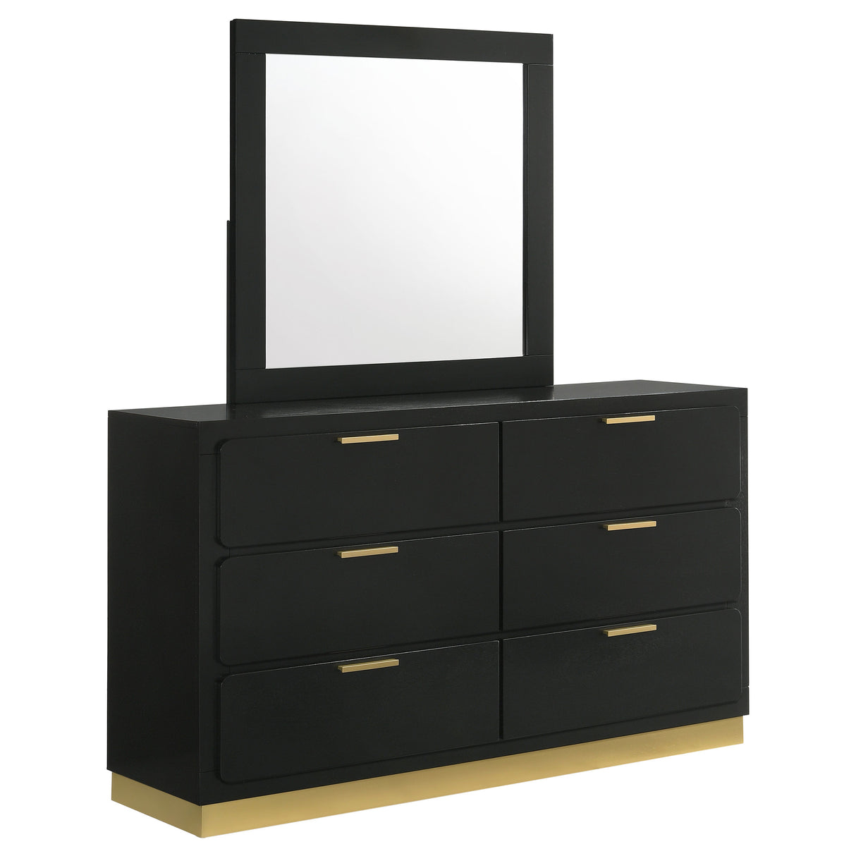 Caraway Black 6-Drawer Dresser With Mirror