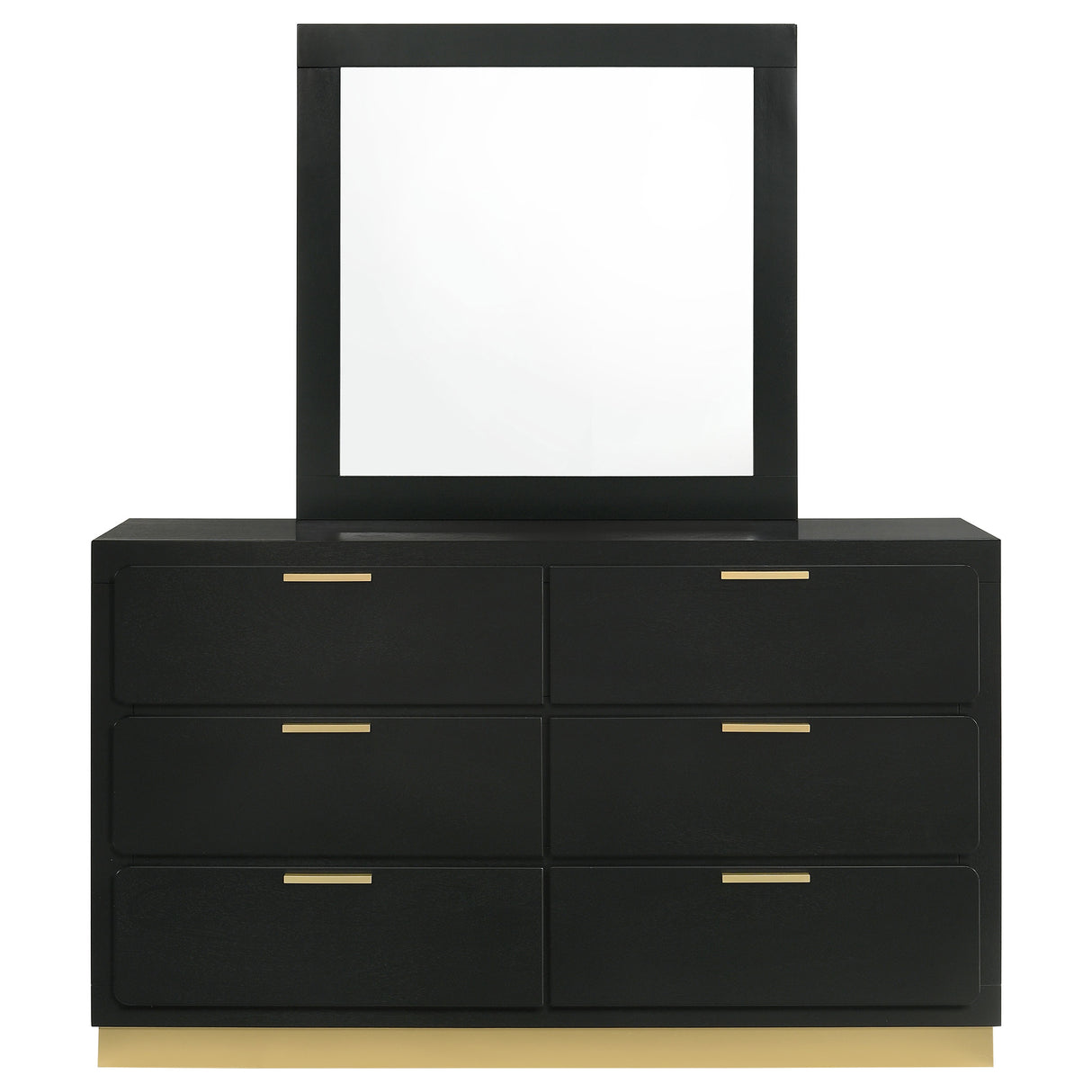 Caraway Black 6-Drawer Dresser With Mirror