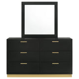 Caraway Black 6-Drawer Dresser With Mirror