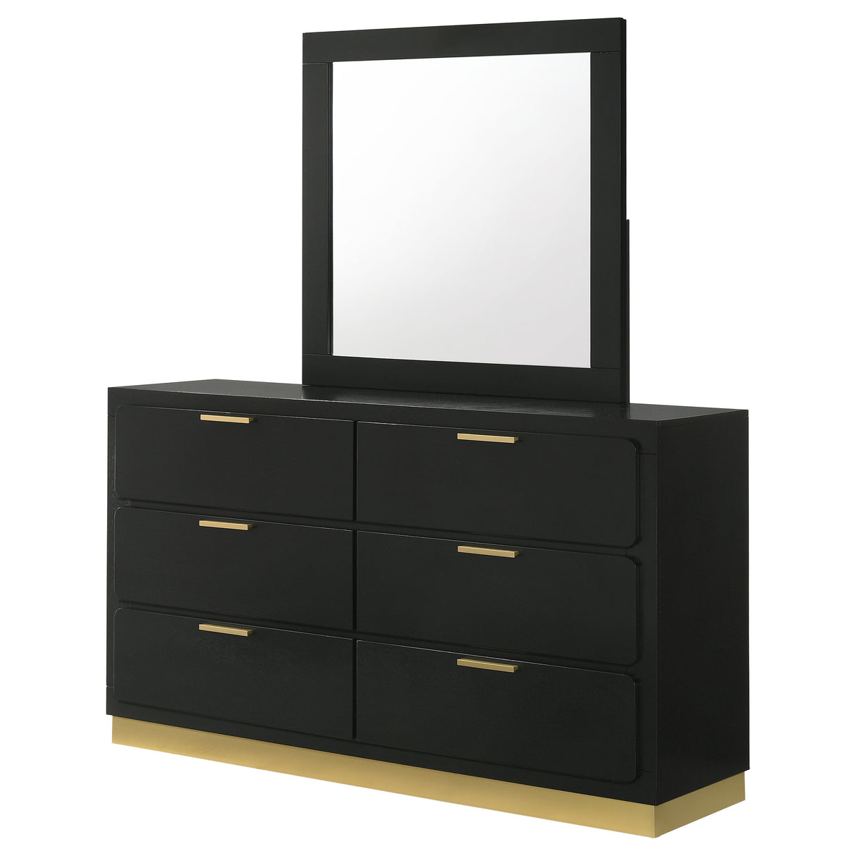 Caraway Black 6-Drawer Dresser With Mirror