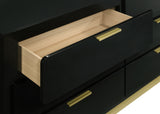 Caraway Black 6-Drawer Dresser With Mirror