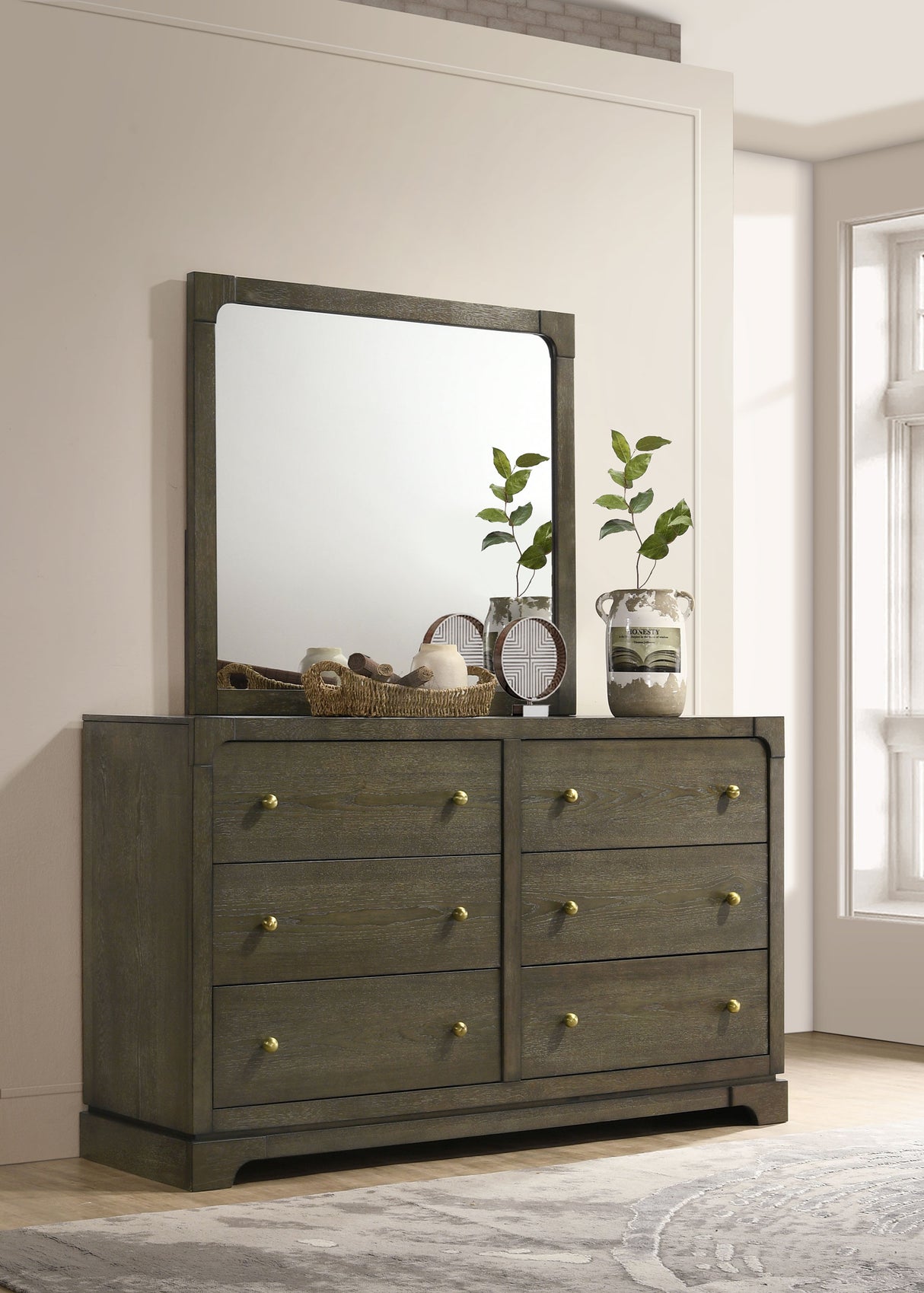 Gran Park Dark Cocoa 6-Drawer Dresser And Mirror