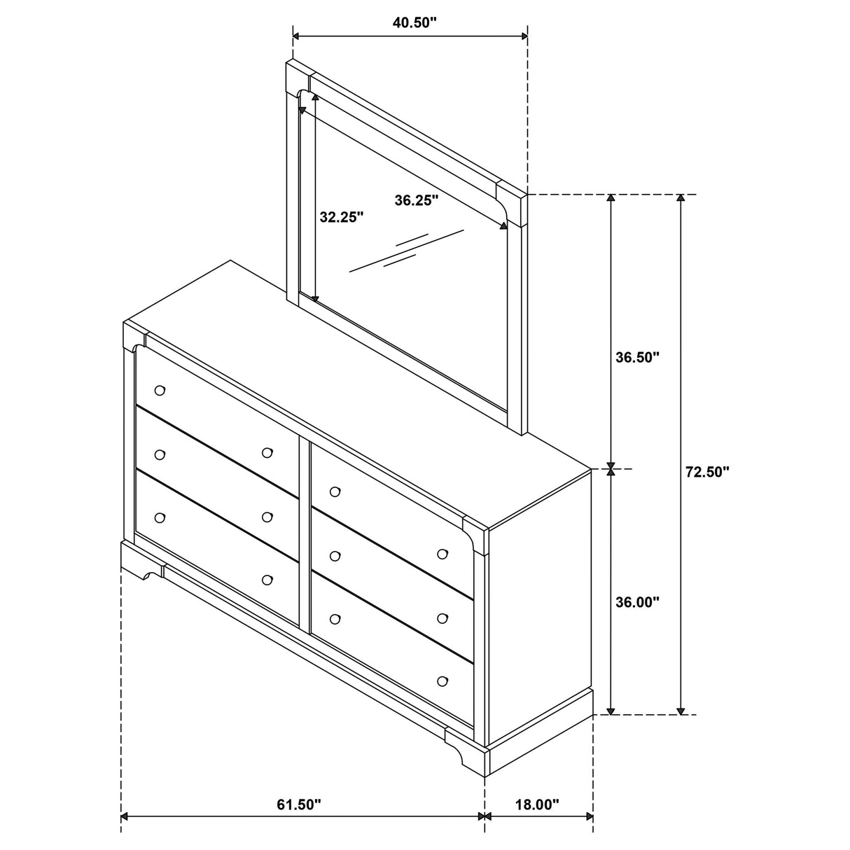 Gran Park Dark Cocoa 6-Drawer Dresser And Mirror