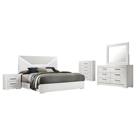 Ives White High Gloss 5-Piece Queen Bedroom Set