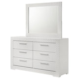 Ives White High Gloss 6-Drawer Dresser And Mirror