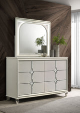 Olivia White 6-Drawer Dresser And Led Mirror Pearl