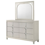 Olivia White 6-Drawer Dresser And Led Mirror Pearl