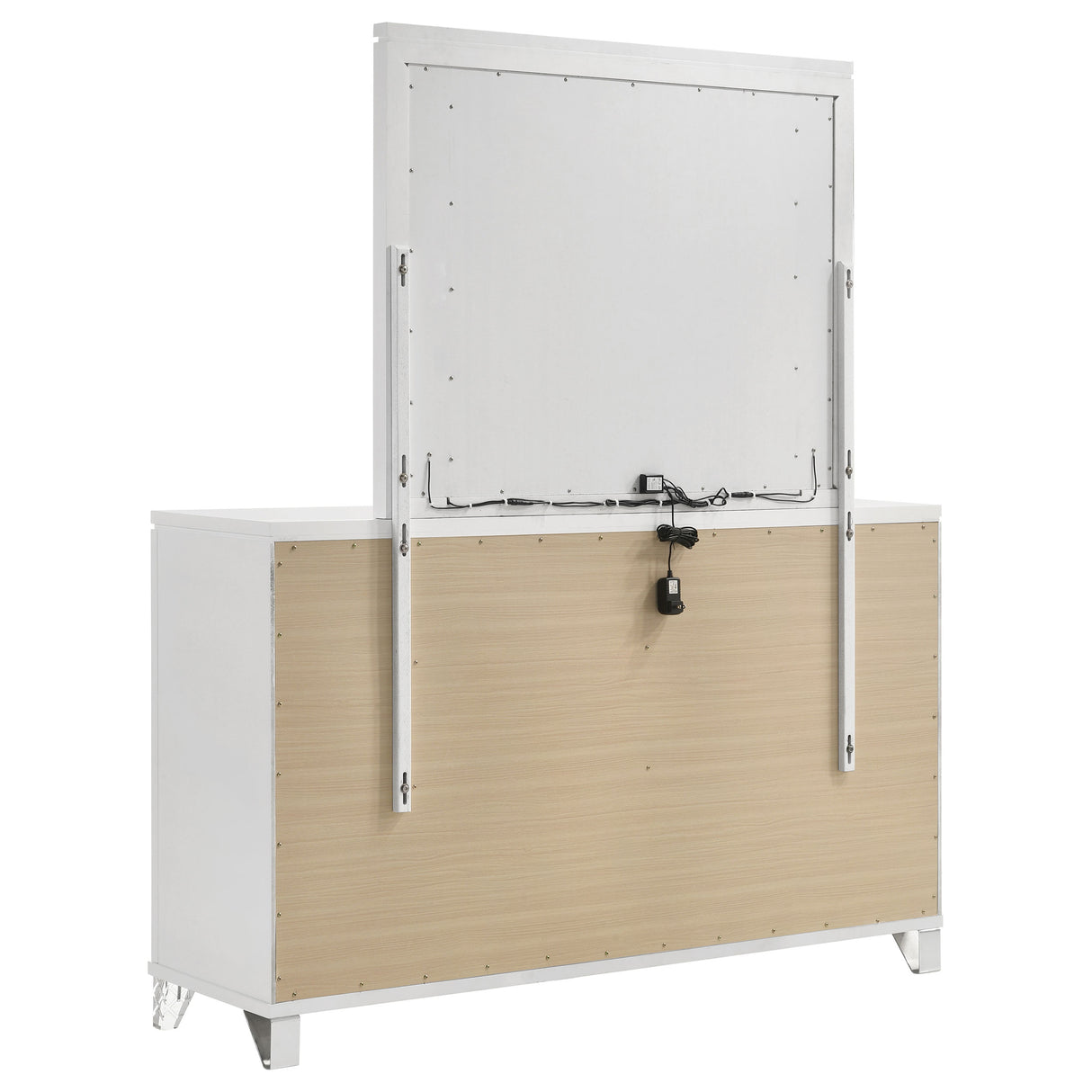 Marmore White 9-Drawer Dresser And Led Mirror