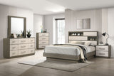 Fenwick Grey Oak/Almond Queen Bed Bookcase Headboard Oak