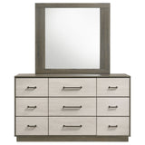 Fenwick Grey Oak/Almond 9-Drawer Dresser With Mirror Oak