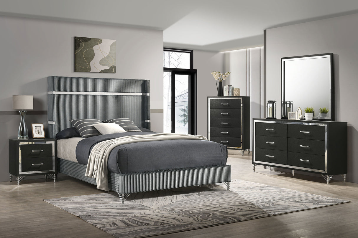 Lucia Grey 5-Piece Queen Bedroom Set Black