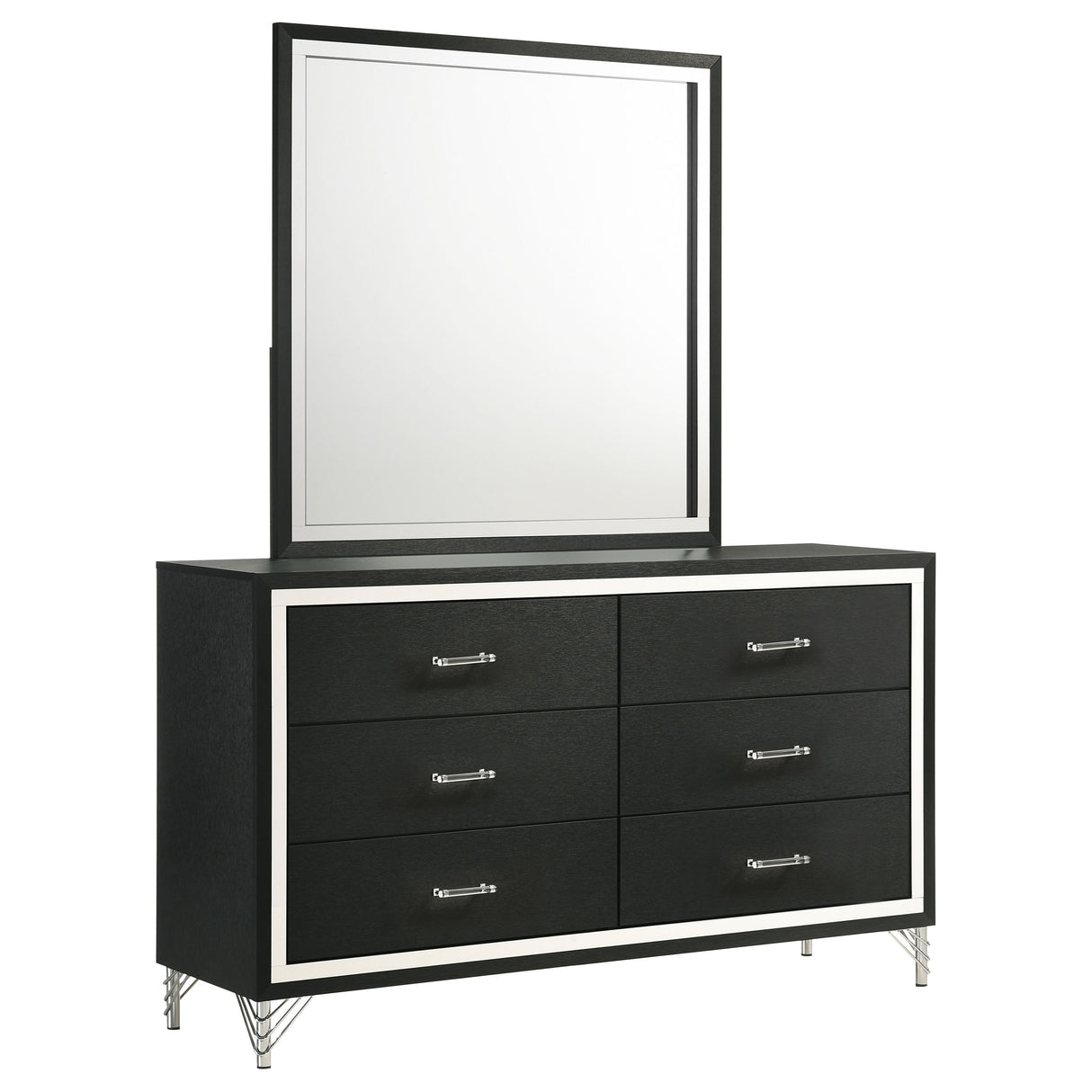 Lucia Black 6-Drawer Dresser And Mirror