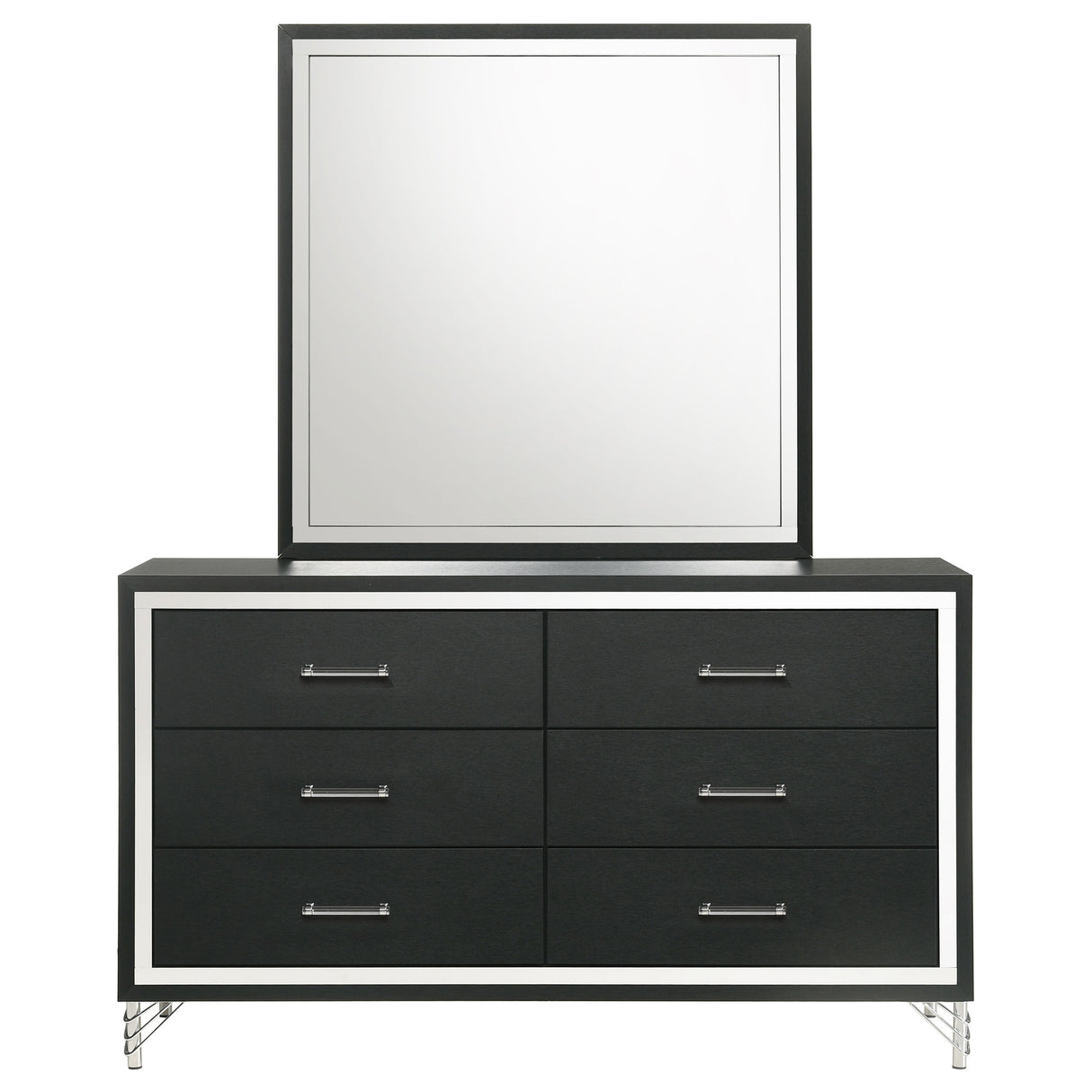 Lucia Black 6-Drawer Dresser And Mirror