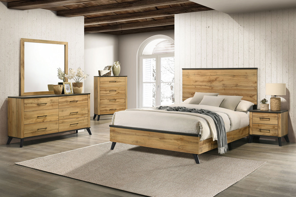 Kaywood Weathered Brown / Natural Pine 5-Piece Queen Bedroom Set