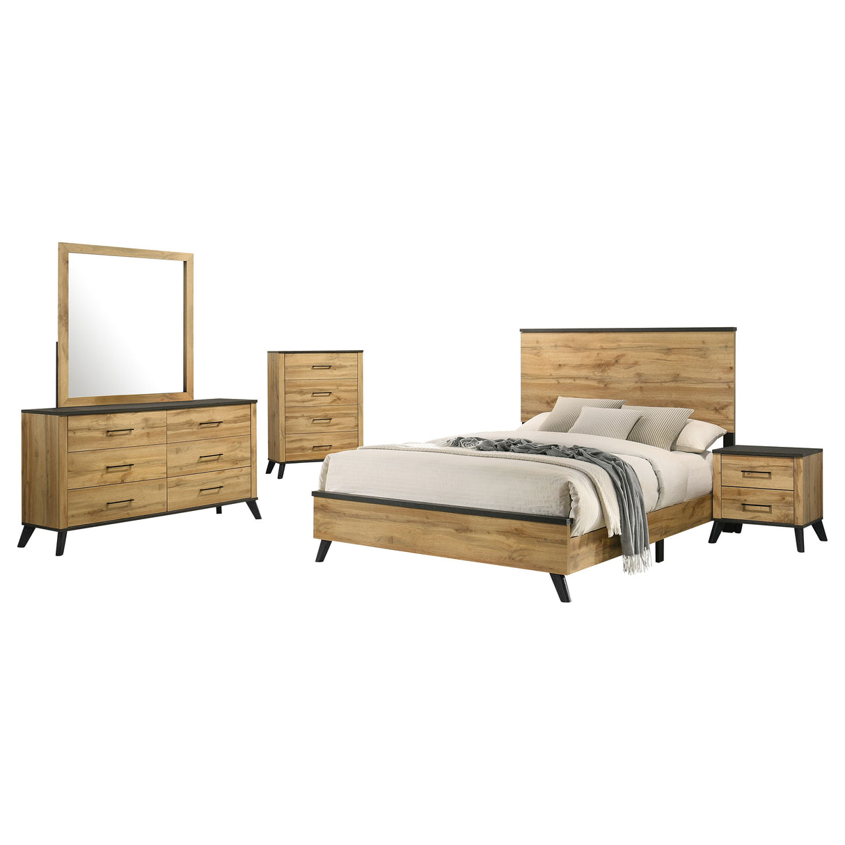 Kaywood Weathered Brown / Natural Pine 5-Piece Queen Bedroom Set