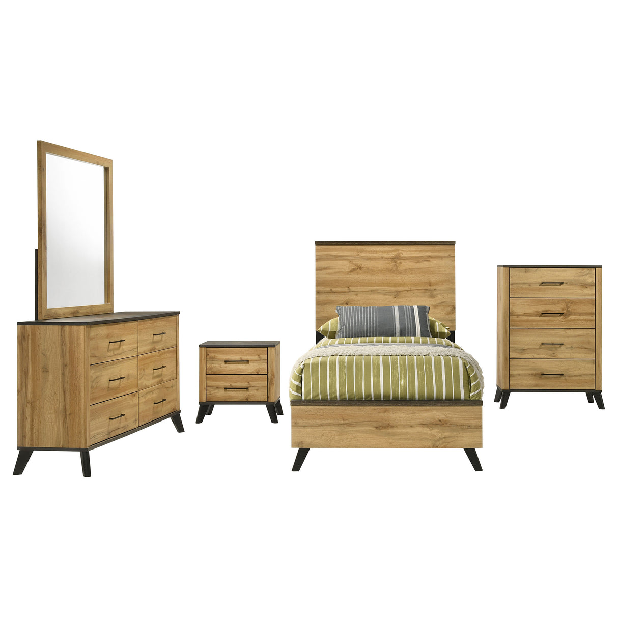 Kaywood Weathered Brown / Natural Pine 5-Piece Twin Bedroom Set