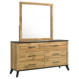 Kaywood Weathered Brown / Natural Pine 6-Drawer Dresser And Mirror