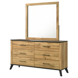 Kaywood Weathered Brown / Natural Pine 6-Drawer Dresser And Mirror