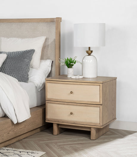 Kailani Beige Oak 2-Drawer Nightstand Bedside Table