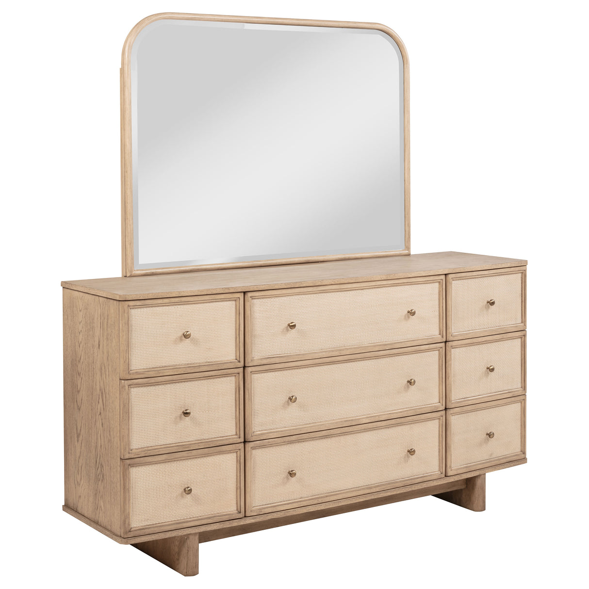 Kailani Beige Oak 9-Drawer Dresser And Mirror