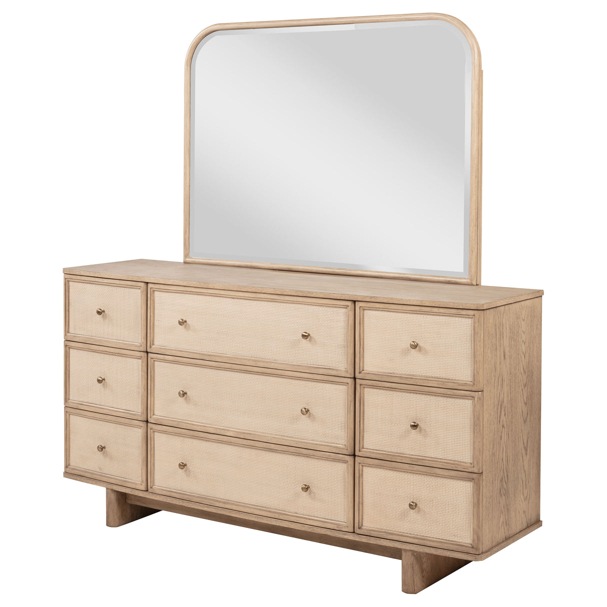 Kailani Beige Oak 9-Drawer Dresser And Mirror