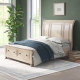 Bethel Wire Brushed Gray Queen Platform Bed With Footboard Storage