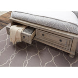 Bethel Wire Brushed Gray Queen Platform Bed With Footboard Storage