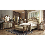 Vendome Brass Synthetic Leather & Gold Patina Finish Eastern King Bed