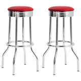 Hopkins Upholstered Top Bar Stools Red And Chrome (Set Of 2)