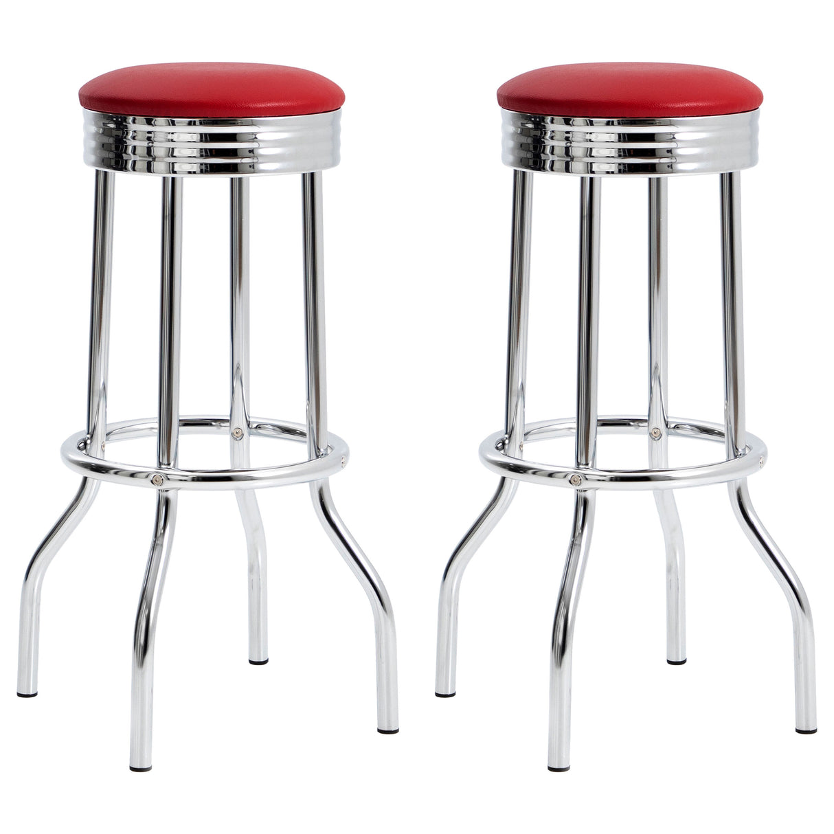 Hopkins Upholstered Top Bar Stools Red And Chrome (Set Of 2)