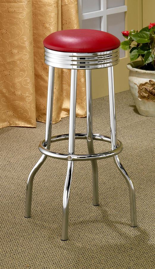 Hopkins Upholstered Top Bar Stools Red And Chrome (Set Of 2)