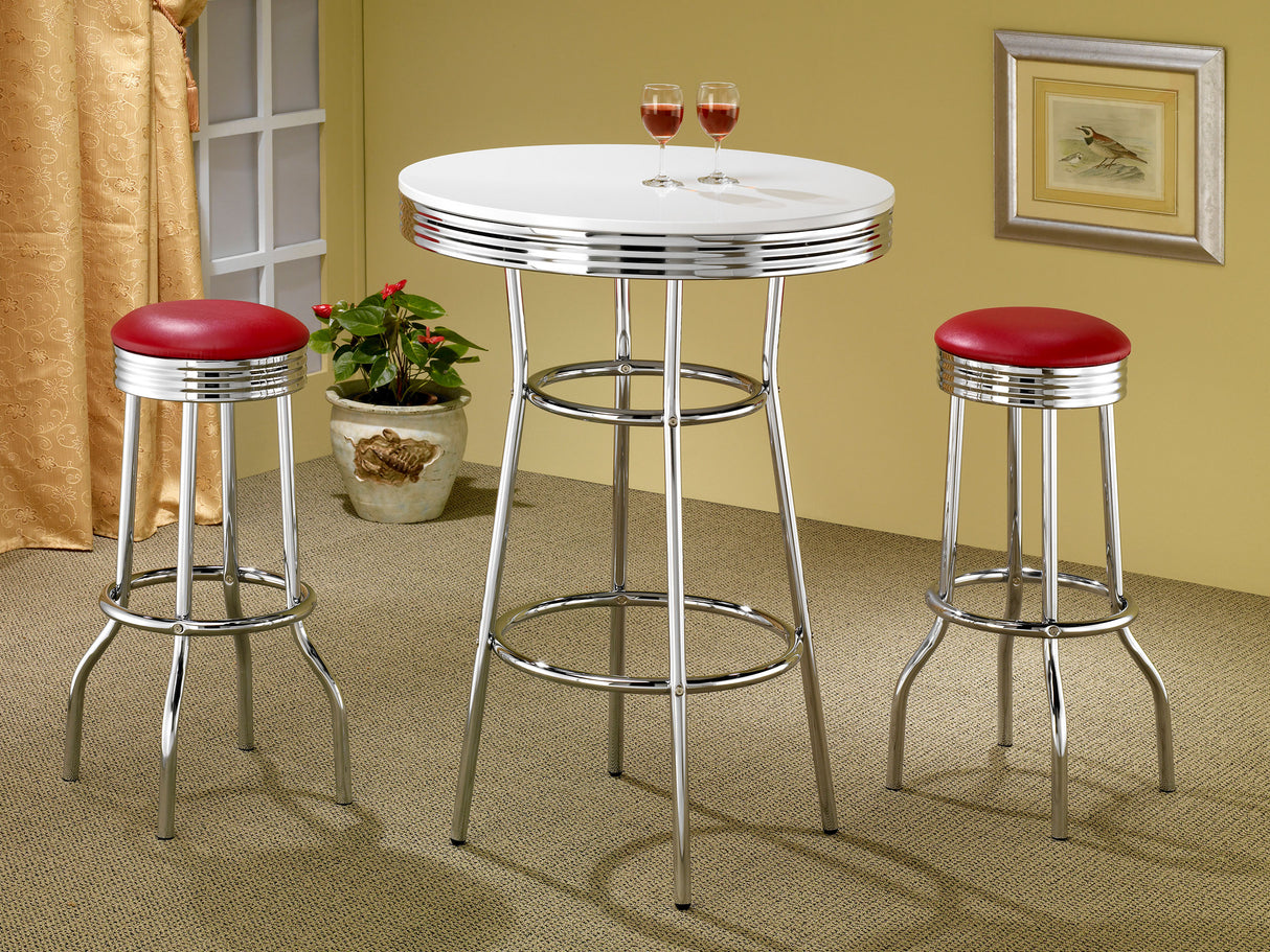 Hopkins Upholstered Top Bar Stools Red And Chrome (Set Of 2)