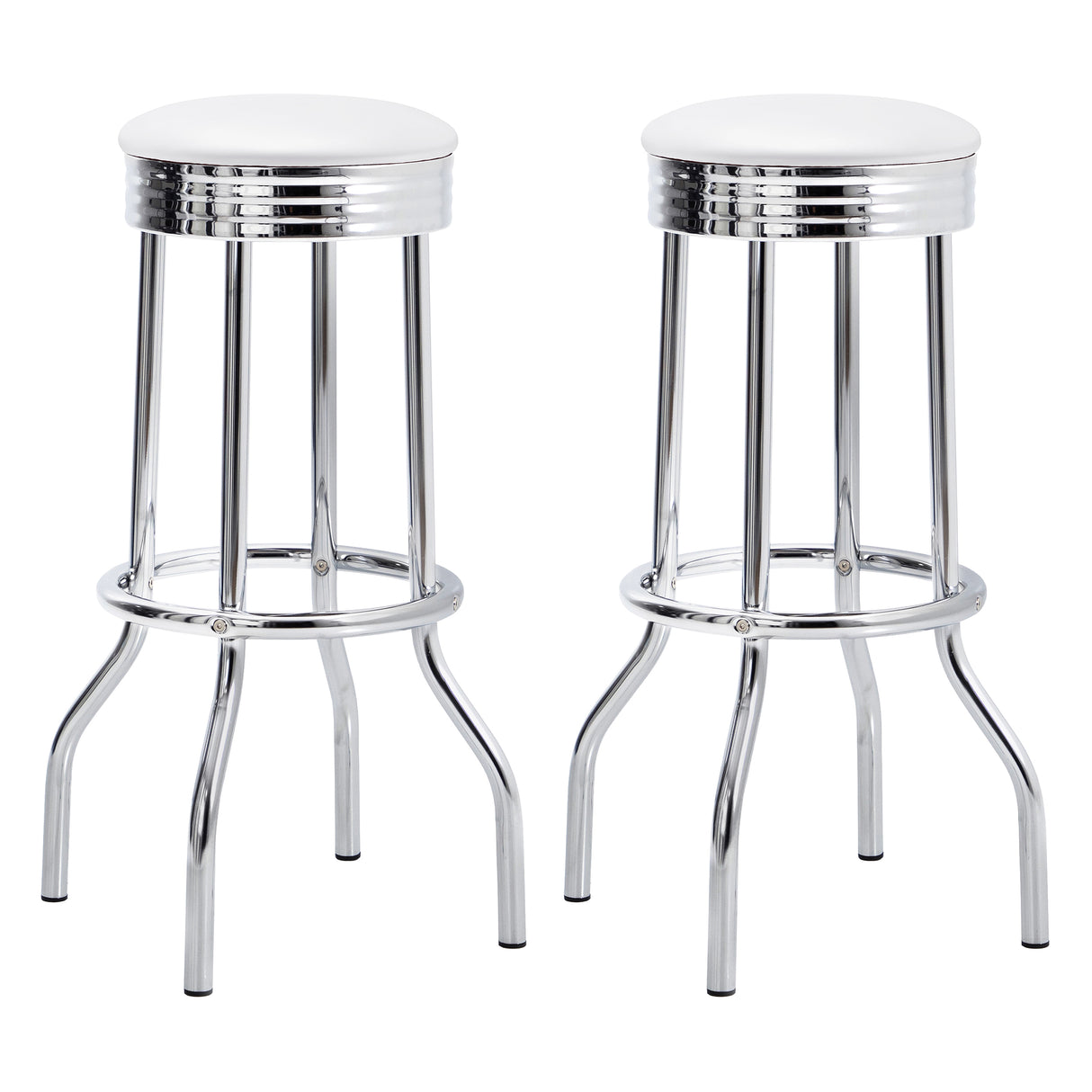 Theodore Upholstered Top Bar Stools White And Chrome (Set Of 2)