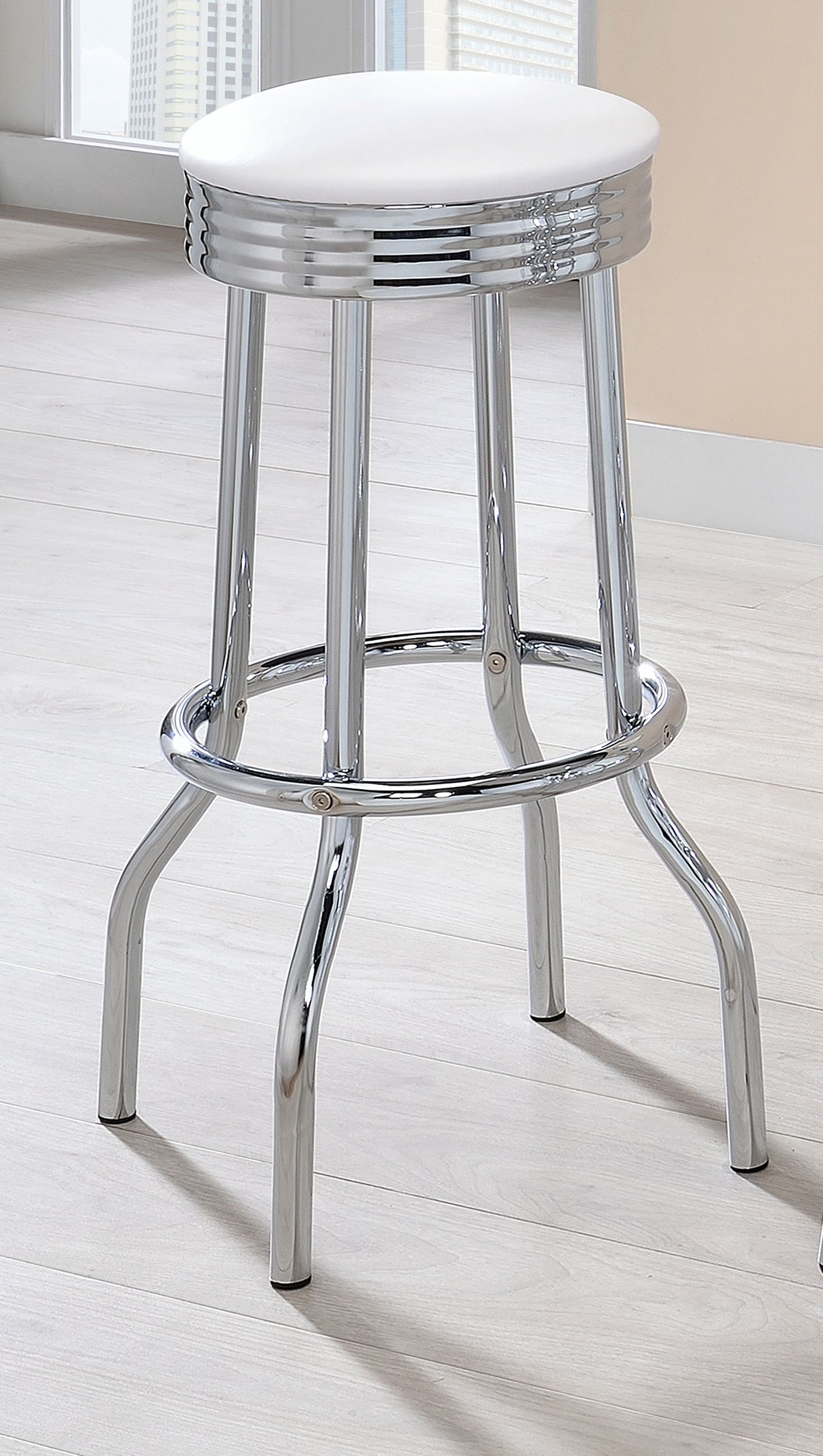 Theodore Upholstered Top Bar Stools White And Chrome (Set Of 2)