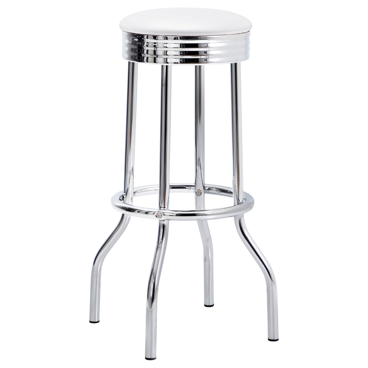 Theodore Upholstered Top Bar Stools White And Chrome (Set Of 2)