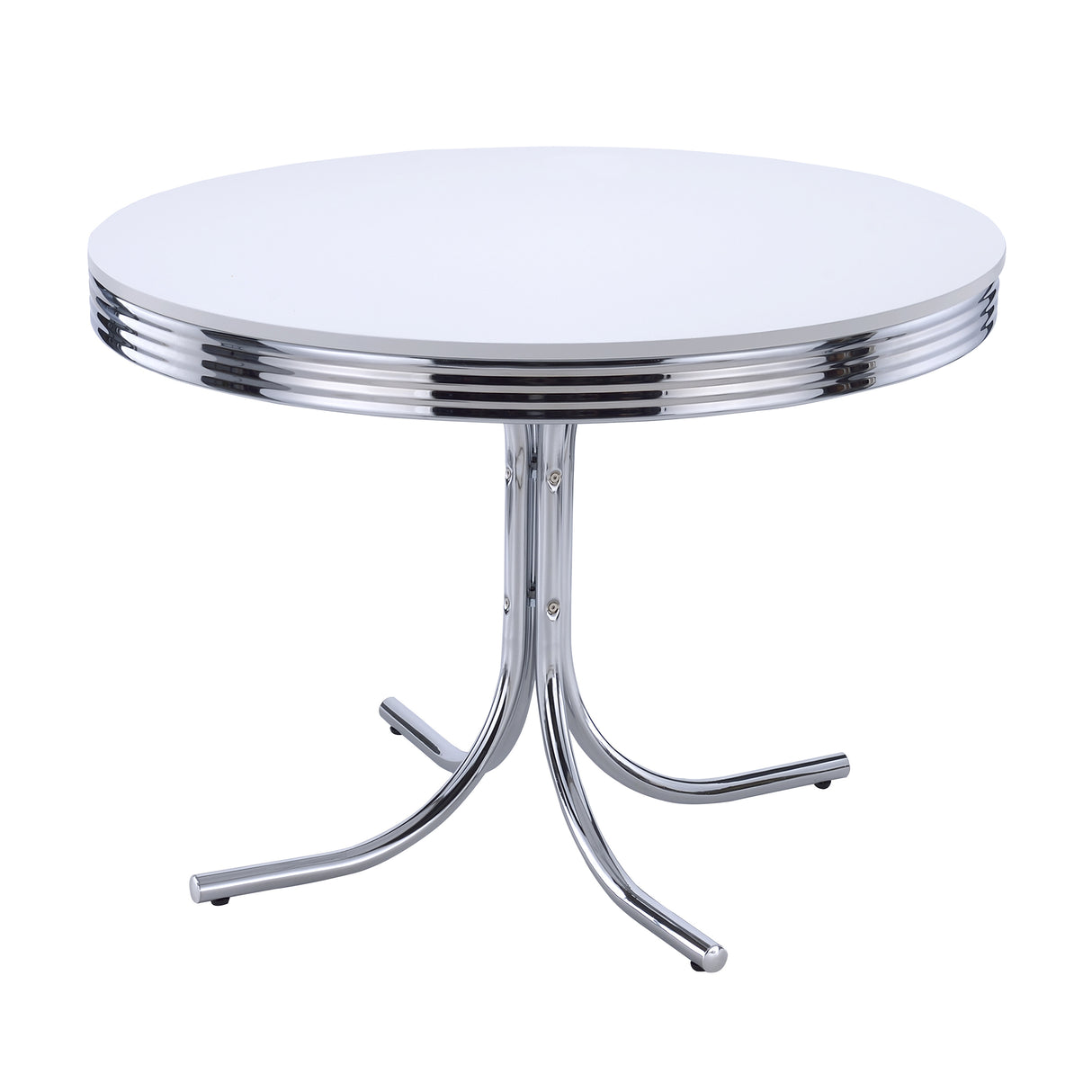 Retro White 5-Piece Round Dining Table Set And Red