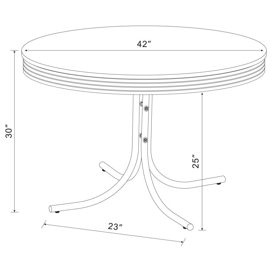 Retro White 5-Piece Round Dining Table Set And Red