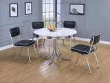 Retro White 5-Piece Round Dining Table Set And Black