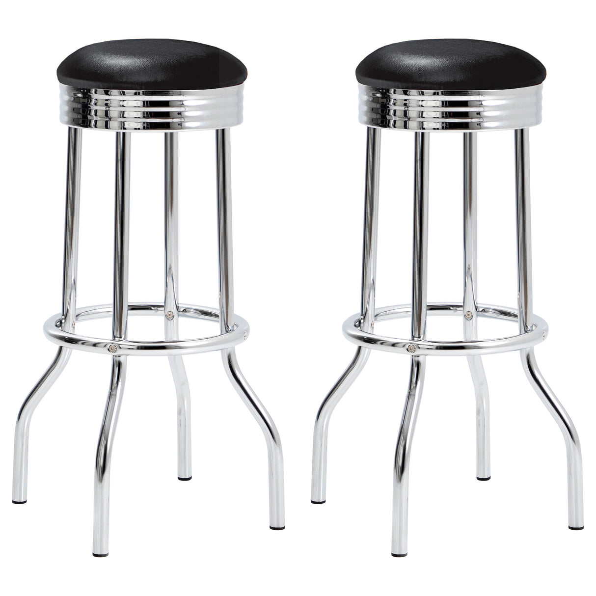 Theodore Upholstered Top Bar Stools Black And Chrome (Set Of 2)