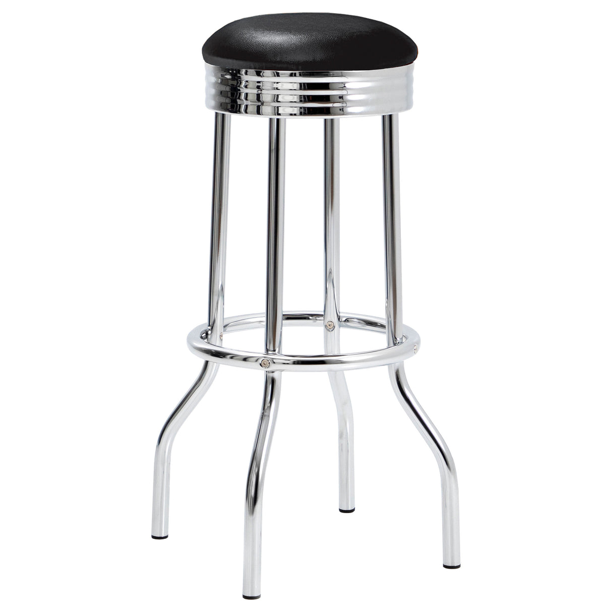 Theodore Upholstered Top Bar Stools Black And Chrome (Set Of 2)