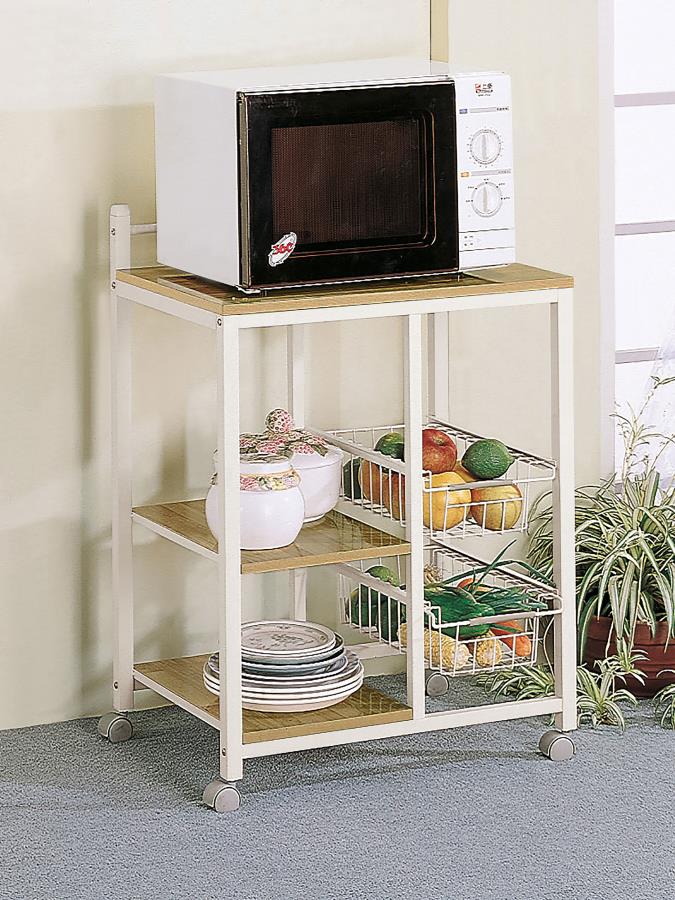 Kelvin 2-Shelf Kitchen Cart Natural Brown And White