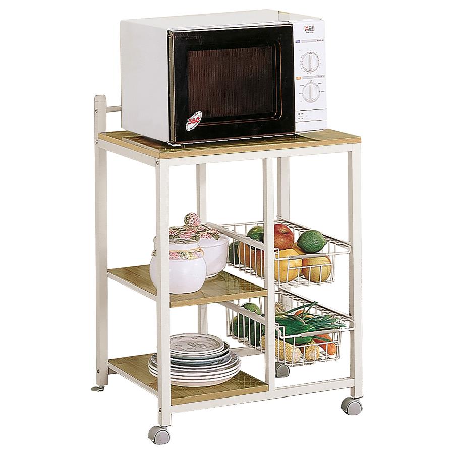 Kelvin 2-Shelf Kitchen Cart Natural Brown And White