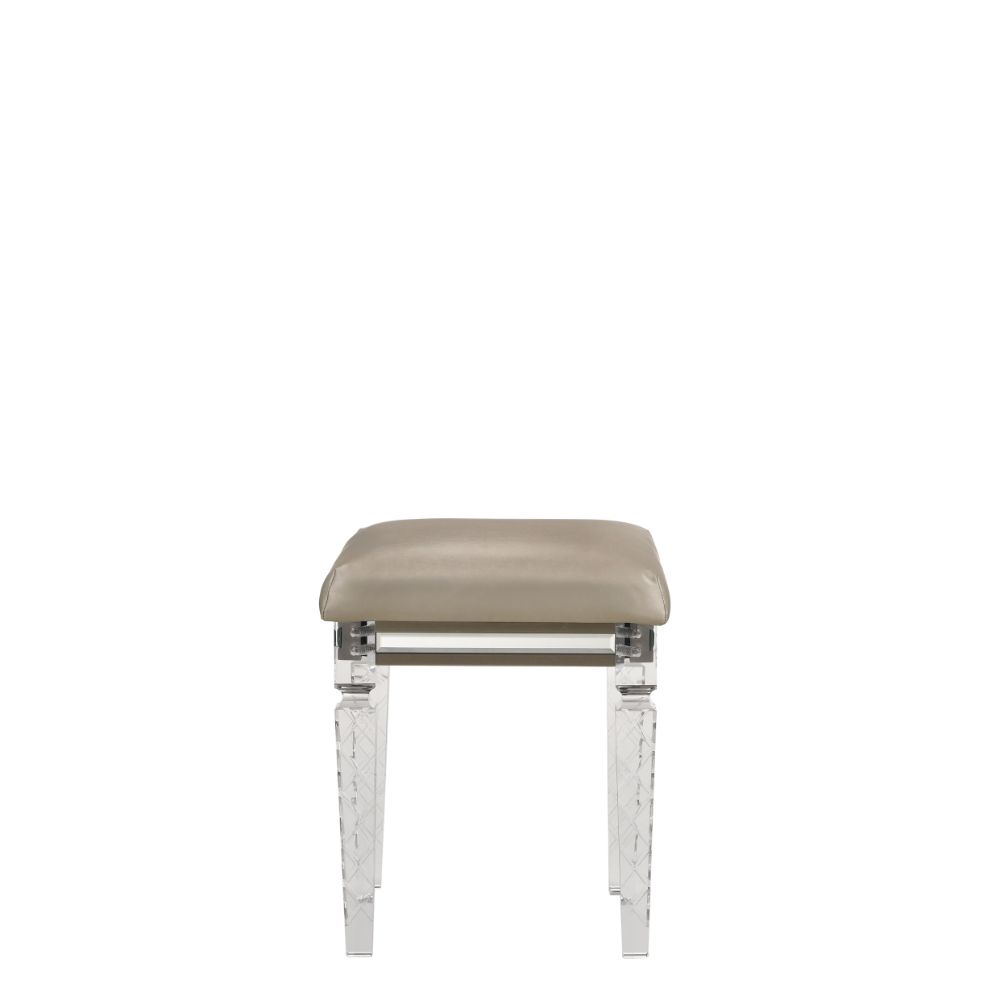 Skylar Synthetic Leather & Dark Champagne Finish Vanity Stool