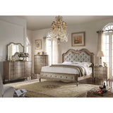 Chelmsford Beige Fabric & Antique Taupe Finish Eastern King Bed