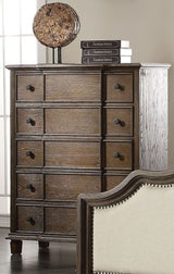 Baudouin Weathered Oak Upholstered Panel Bedroom Set